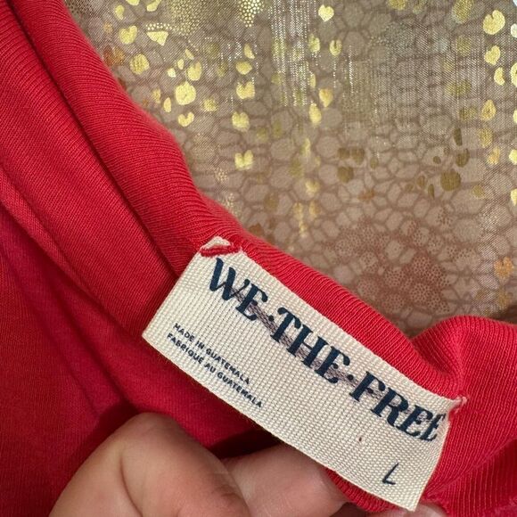 Free People Red Twisted Strap Relaxed Flowy Modal Tank Top Large NWOT - Picture 3 of 6